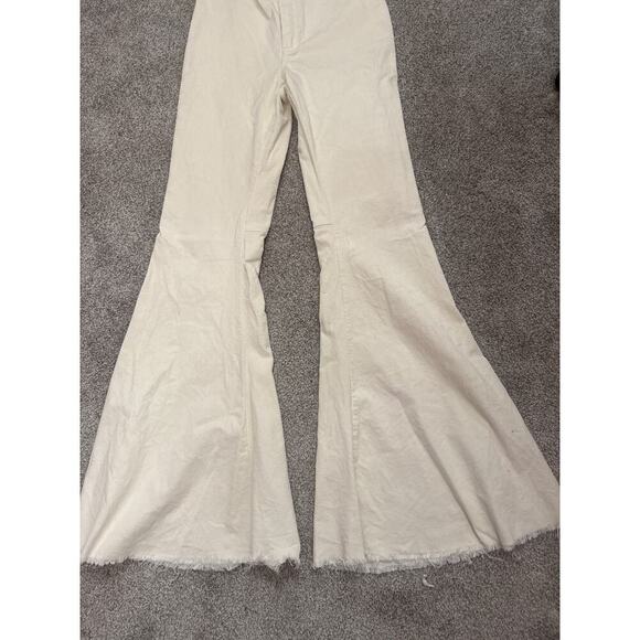 By Together Super High-Rise Raw Hem Bell Bottom in Cream, Small - Picture 7 of 7